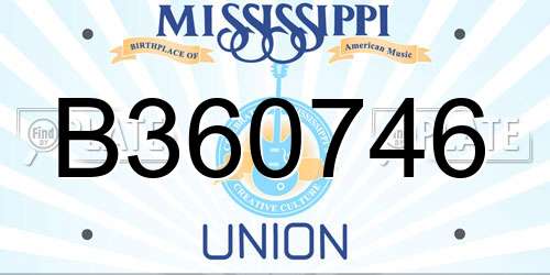 B360746 Mississippi License Plate
