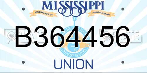B364456 Mississippi License Plate