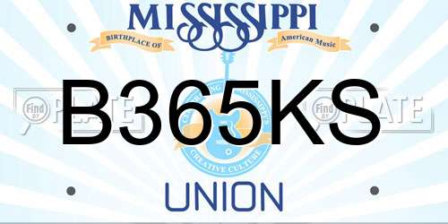 B365KS Mississippi License Plate