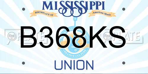 B368KS Mississippi License Plate