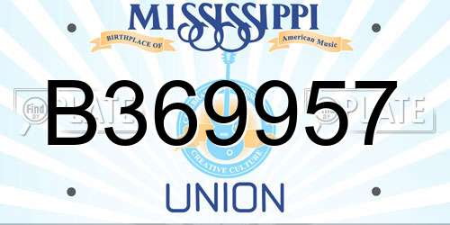 B369957 Mississippi License Plate