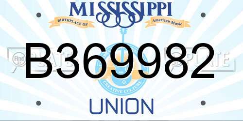 B369982 Mississippi License Plate