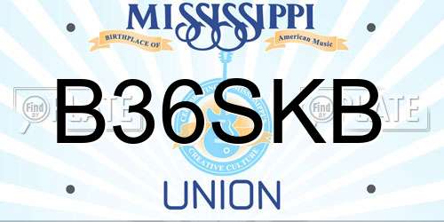 B36SKB Mississippi License Plate