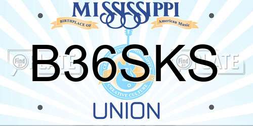 B36SKS Mississippi License Plate
