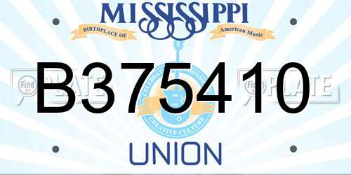 B375410 Mississippi License Plate