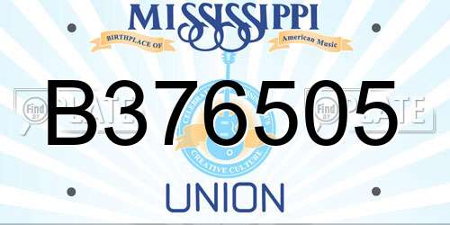 B376505 Mississippi License Plate