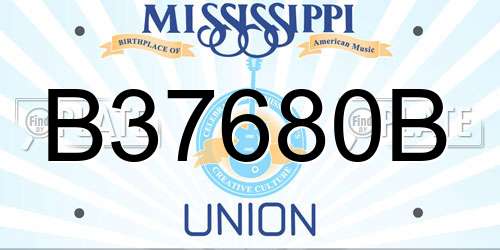 B37680B Mississippi License Plate