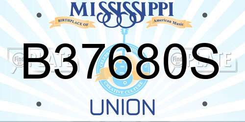 B37680S Mississippi License Plate