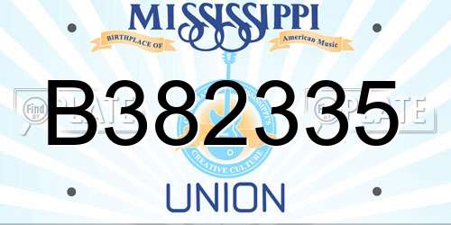 B382335 Mississippi License Plate