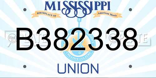 B382338 Mississippi License Plate