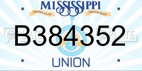 B384352 Mississippi License Plate