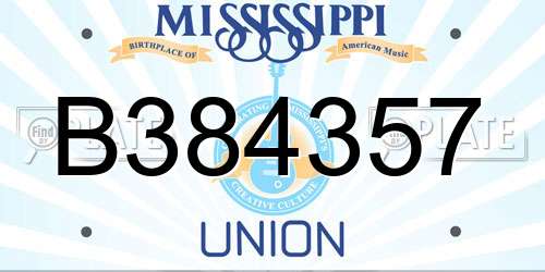 B384357 Mississippi License Plate