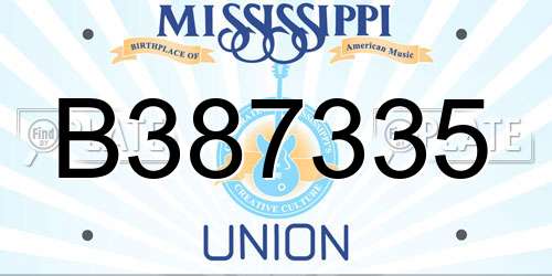 B387335 Mississippi License Plate