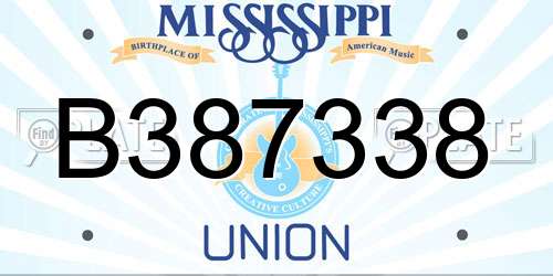 B387338 Mississippi License Plate