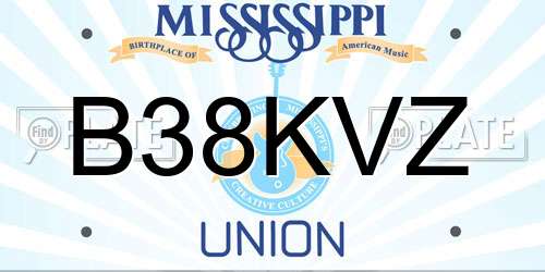 B38KVZ Mississippi License Plate