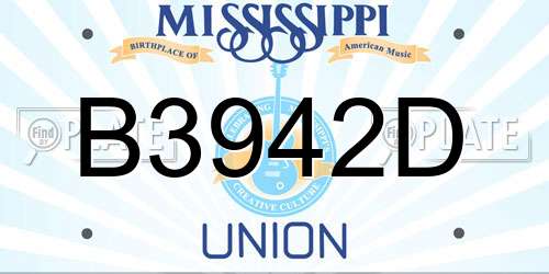 B3942D Mississippi License Plate