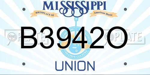 B3942O Mississippi License Plate
