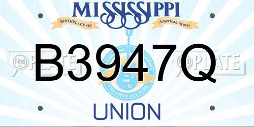 B3947Q Mississippi License Plate