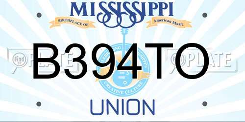B394TO Mississippi License Plate