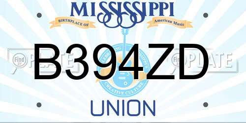 B394ZD Mississippi License Plate