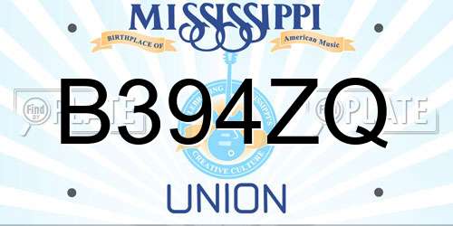 B394ZQ Mississippi License Plate