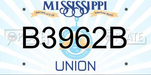 B3962B Mississippi License Plate
