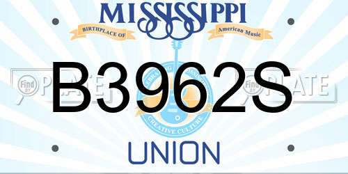 B3962S Mississippi License Plate