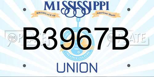 B3967B Mississippi License Plate
