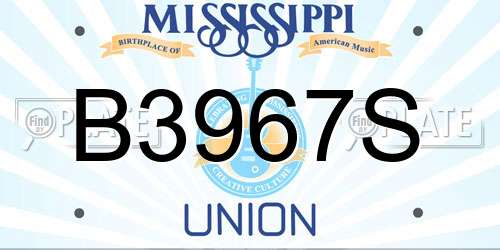 B3967S Mississippi License Plate