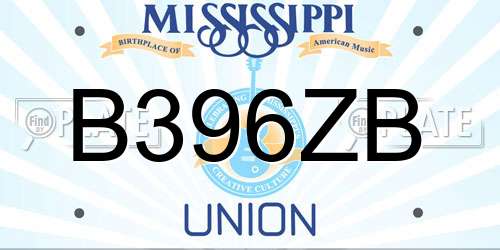 B396ZB Mississippi License Plate