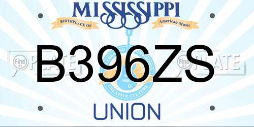 B396ZS Mississippi License Plate