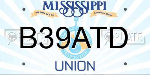 B39ATD Mississippi License Plate