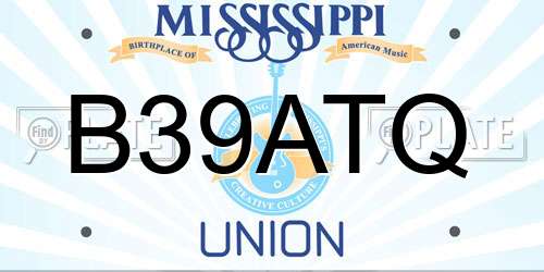 B39ATQ Mississippi License Plate