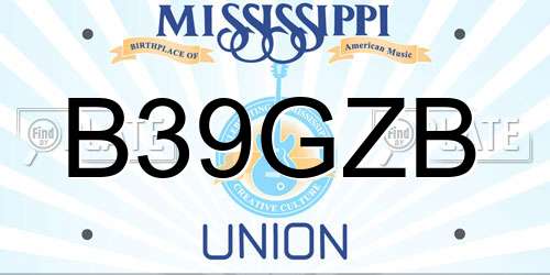 B39GZB Mississippi License Plate