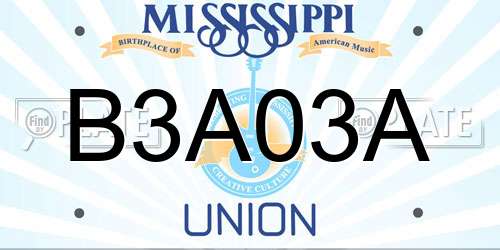 B3A03A Mississippi License Plate