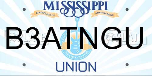 B3ATNGU Mississippi License Plate