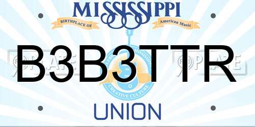 B3B3TTR Mississippi License Plate