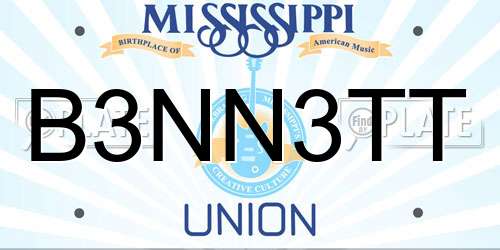 B3NN3TT Mississippi License Plate