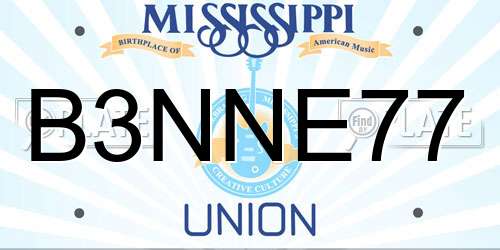B3NNE77 Mississippi License Plate