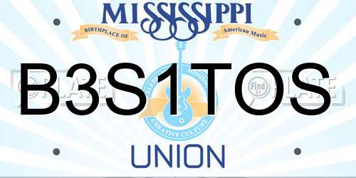 B3S1TOS Mississippi License Plate