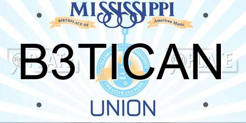 B3TICAN Mississippi License Plate