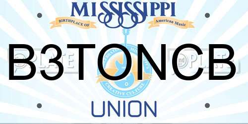B3TONCB Mississippi License Plate