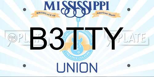 B3TTY Mississippi License Plate