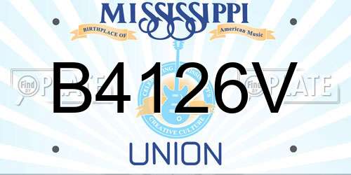 B4126V Mississippi License Plate