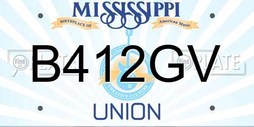 B412GV Mississippi License Plate