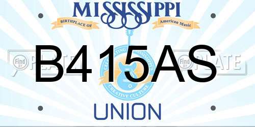 B415AS Mississippi License Plate