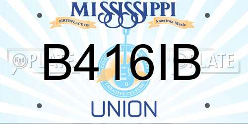B416IB Mississippi License Plate