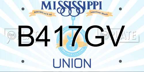 B417GV Mississippi License Plate