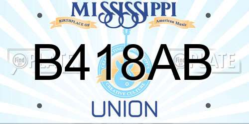 B418AB Mississippi License Plate