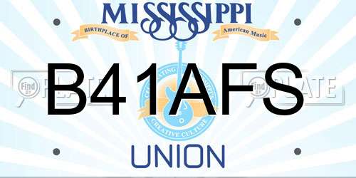 B41AFS Mississippi License Plate